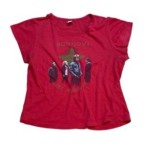 Y2K Bon Jovi Lost Highway Red Baby Tee Size Large